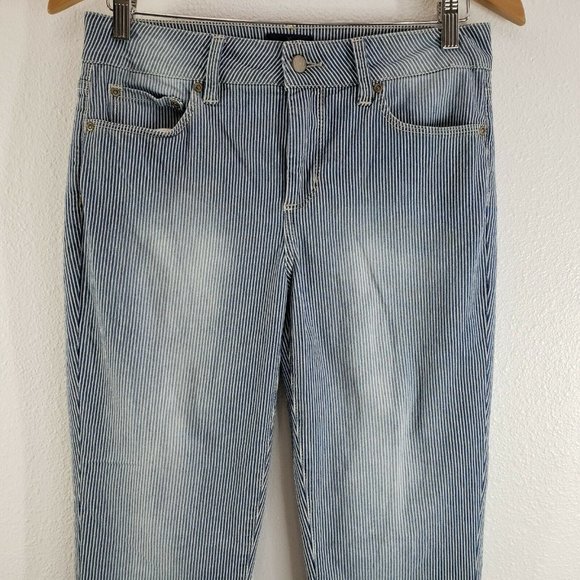 NYDJ Womens Jeans Legging Ankle Skinny Blue White Stripe Lift Tuck‎ Size 4 - Picture 5 of 12